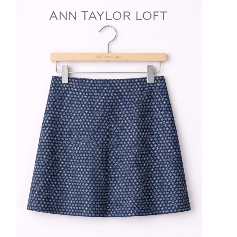 Ann Taylor LOFT NWT Skirt Sz 10 • Blue Black Geometric A-line Work wear
